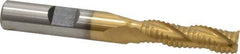 Interstate - 5/16" Diam, Coarse Pitch, 1-1/8" LOC, 3 Flute Cobalt Roughing Square End Mill - TiN Finish, 2-15/16" OAL, 3/8" Shank Diam, Single End, Centercutting - USA Tool & Supply