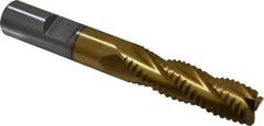 Interstate - 1/2" Diam, Coarse Pitch, 1-5/8" LOC, 4 Flute Cobalt Roughing Square End Mill - TiN Finish, 3-5/8" OAL, 1/2" Shank Diam, Single End, Centercutting - USA Tool & Supply