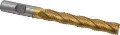 Interstate - 1/2" Diam, Coarse Pitch, 3" LOC, 4 Flute Cobalt Roughing Square End Mill - TiN Finish, 5" OAL, 1/2" Shank Diam, Single End, Centercutting - USA Tool & Supply