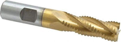 Interstate - 5/8" Diam, Coarse Pitch, 1-5/8" LOC, 4 Flute Cobalt Roughing Square End Mill - TiN Finish, 3-3/4" OAL, 5/8" Shank Diam, Single End, Centercutting - USA Tool & Supply