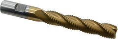 Interstate - 5/8" Diam, Coarse Pitch, 3-1/8" LOC, 4 Flute Cobalt Roughing Square End Mill - TiN Finish, 5-1/4" OAL, 5/8" Shank Diam, Single End, Centercutting - USA Tool & Supply