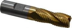 Interstate - 3/4" Diam, Coarse Pitch, 1-5/8" LOC, 4 Flute Cobalt Roughing Square End Mill - TiN Finish, 3-3/4" OAL, 3/4" Shank Diam, Single End, Centercutting - USA Tool & Supply