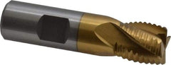 Interstate - 3/4" Diam, Coarse Pitch, 3/4" LOC, 4 Flute Cobalt Roughing Square End Mill - TiN Finish, 3" OAL, 3/4" Shank Diam, Single End, Centercutting - USA Tool & Supply