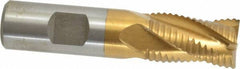 Interstate - 3/4" Diam, Coarse Pitch, 1-1/4" LOC, 4 Flute Cobalt Roughing Square End Mill - TiN Finish, 3-1/2" OAL, 3/4" Shank Diam, Single End, Centercutting - USA Tool & Supply
