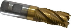 Interstate - 1" Diam, Coarse Pitch, 2" LOC, 5 Flute Cobalt Roughing Square End Mill - TiN Finish, 4-1/2" OAL, 1" Shank Diam, Single End, Centercutting - USA Tool & Supply