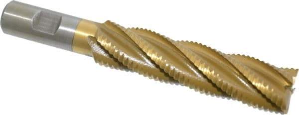 Interstate - 1" Diam, Coarse Pitch, 4" LOC, 5 Flute Cobalt Roughing Square End Mill - TiN Finish, 6-1/4" OAL, 3/4" Shank Diam, Single End, Centercutting - USA Tool & Supply