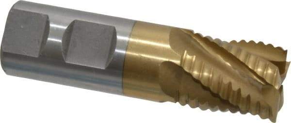 Interstate - 1" Diam, Coarse Pitch, 1-1/8" LOC, 5 Flute Cobalt Roughing Square End Mill - TiN Finish, 3-5/8" OAL, 1" Shank Diam, Single End, Centercutting - USA Tool & Supply