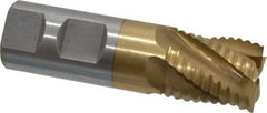 Interstate - 1" Diam, Coarse Pitch, 1-1/8" LOC, 5 Flute Cobalt Roughing Square End Mill - TiN Finish, 3-5/8" OAL, 1" Shank Diam, Single End, Centercutting - USA Tool & Supply
