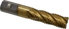 Interstate - 1" Diam, Coarse Pitch, 3" LOC, 5 Flute Cobalt Roughing Square End Mill - TiN Finish, 5-1/2" OAL, 1" Shank Diam, Single End, Centercutting - USA Tool & Supply