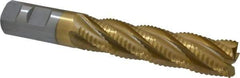 Interstate - 1" Diam, Coarse Pitch, 4" LOC, 5 Flute Cobalt Roughing Square End Mill - TiN Finish, 6-1/2" OAL, 1" Shank Diam, Single End, Centercutting - USA Tool & Supply