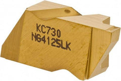 Kennametal - 4125NG K Grade KC730, 3.18mm Cutting Width Carbide Grooving Insert - 3.81mm Max Depth of Cut, Left Hand, 0.19mm Corner Radius, TiN Finish - USA Tool & Supply