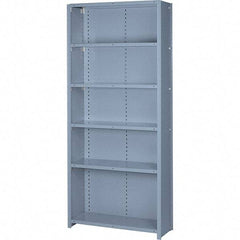 Lyon - 6 Shelf, 600 Lb. Capacity, Closed Shelving Starter Unit - 36 Inch Wide x 12 Inch Deep x 84 Inch High, Gray - USA Tool & Supply