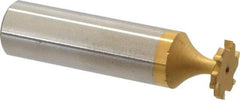 Made in USA - 1/2" Diam x 1/16" Face Width, Carbide-Tipped, 6 Teeth, Shank Connection Woodruff Keyseat Cutter - TiN Finish, 2-1/16" OAL x 1/2" Shank, Straight Teeth, ANSI 204, Old Standard 1 - USA Tool & Supply