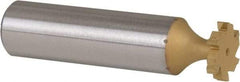Made in USA - 1/2" Diam x 3/32" Face Width, Carbide-Tipped, 6 Teeth, Shank Connection Woodruff Keyseat Cutter - TiN Finish, 2-3/32" OAL x 1/2" Shank, Straight Teeth, ANSI 304, Old Standard 2 - USA Tool & Supply