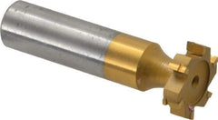 Made in USA - 3/4" Diam x 3/16" Face Width, Carbide-Tipped, 6 Teeth, Shank Connection Woodruff Keyseat Cutter - TiN Finish, 2-3/16" OAL x 1/2" Shank, Straight Teeth, ANSI 606, Old Standard 9 - USA Tool & Supply