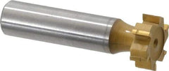 Made in USA - 3/4" Diam x 1/4" Face Width, Carbide-Tipped, 6 Teeth, Shank Connection Woodruff Keyseat Cutter - TiN Finish, 2-1/4" OAL x 1/2" Shank, Straight Teeth, ANSI 806, Old Standard 91 - USA Tool & Supply