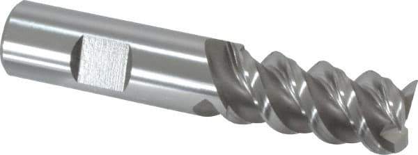 Interstate - 3/4" Diam, 1-5/8" LOC, 3 Flute Cobalt Roughing & Finishing Square End Mill - Uncoated, 3-7/8" OAL, 3/4" Shank Diam, Weldon Shank, 60° Helix, Centercutting, Regular Length - USA Tool & Supply