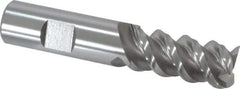 Interstate - 3/4" Diam, 1-5/8" LOC, 3 Flute Cobalt Roughing & Finishing Square End Mill - Uncoated, 3-7/8" OAL, 3/4" Shank Diam, Weldon Shank, 60° Helix, Centercutting, Regular Length - USA Tool & Supply