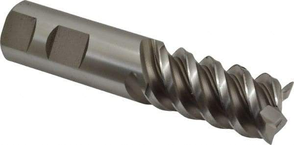 Interstate - 1" Diam, 2" LOC, 4 Flute Cobalt Roughing & Finishing Square End Mill - Uncoated, 4-1/2" OAL, 1" Shank Diam, Weldon Shank, 60° Helix, Centercutting, Regular Length - USA Tool & Supply