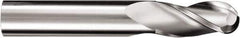 SGS - 3/4" Diam, 1" LOC, 3 Flute Solid Carbide Ball End Mill - TiB2 Finish, Single End, 6" OAL, 3/4" Shank Diam, Spiral Flute - USA Tool & Supply