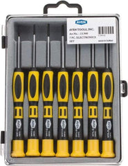 Aven - 7 Piece Phillips & Slotted Screwdriver Set - Soft Touch Handle, Bit Sizes: Philips #00 to #1 - USA Tool & Supply