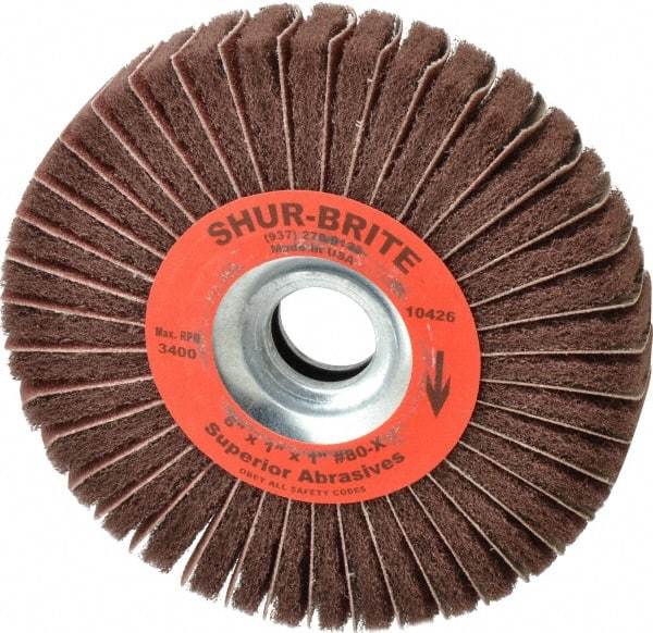 Superior Abrasives - 6" Diam, 80 Grit Aluminum Oxide Duplex Wheel - 1" Hole, 1" Wide, Coated, Medium Grade, 4,500 Max RPM - USA Tool & Supply