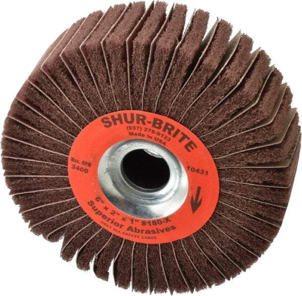 Superior Abrasives - 6" Diam, 180 Grit Aluminum Oxide Duplex Wheel - 1" Hole, 2" Wide, Coated, Very Fine Grade, 4,500 Max RPM - USA Tool & Supply