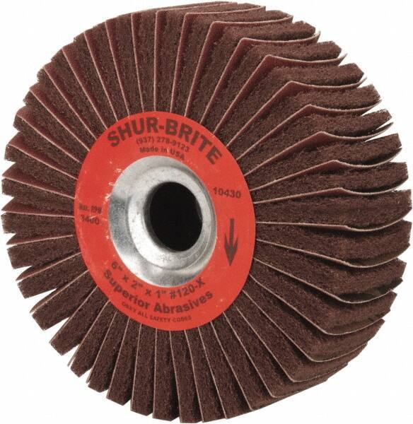 Superior Abrasives - 6" Diam, 120 Grit Aluminum Oxide Duplex Wheel - 1" Hole, 2" Wide, Coated, Fine Grade, 4,500 Max RPM - USA Tool & Supply