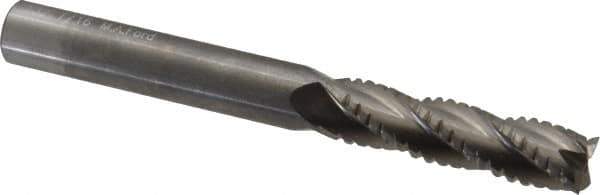 M.A. Ford - 7/16" Diam, 1-3/4" LOC, 4 Flute Solid Carbide Roughing & Finishing Square End Mill - Uncoated, 4" OAL, 7/16" Shank Diam, Straight Shank, 30° Helix, Centercutting, Extra Long Length - USA Tool & Supply