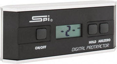 SPI - (1) 360 and (4) 90° Measuring Range, Digital Protractor - 0.10° Resolution, Accuracy Up to 0.1 (Level 10°); 0.1 (Plumb 10°); 0.2 (Maximum Error)°, 3V Lithium Battery Included - USA Tool & Supply