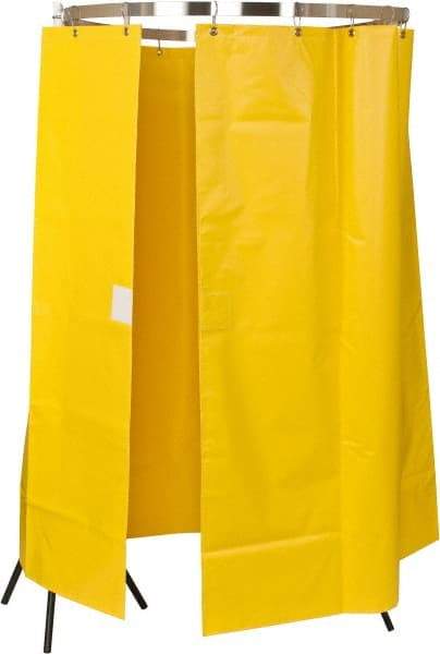 Bradley - 145" Wide x 70" High, Vinyl Plumbed Wash Station Shower Curtain - Includes Curtain Rail & Mounting Bracket - USA Tool & Supply