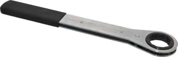 Lang - 1-1/2" 12 Point Ratcheting Box Wrench - Single End, 15-1/2" OAL, Steel, Nickel Chrome Finish - USA Tool & Supply