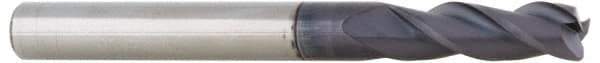 Accupro - 11/32", 3 Flute, Single End, Solid Carbide, 0.02" Corner Radius End Mill - 2-1/2" OAL, 35° Helix, Right Hand Flute, 1" LOC, Right Hand Cut - USA Tool & Supply
