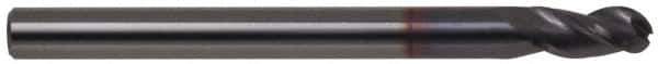 Accupro - 1" Diam, 2" LOC, 3 Flute Solid Carbide Ball End Mill - AlTiN Finish, Single End, 4" OAL, 1" Shank Diam, Spiral Flute - USA Tool & Supply