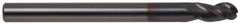 Accupro - 9/32" Diam, 13/16" LOC, 3 Flute Solid Carbide Ball End Mill - AlTiN Finish, Single End, 2-1/2" OAL, 5/16" Shank Diam, Spiral Flute - USA Tool & Supply
