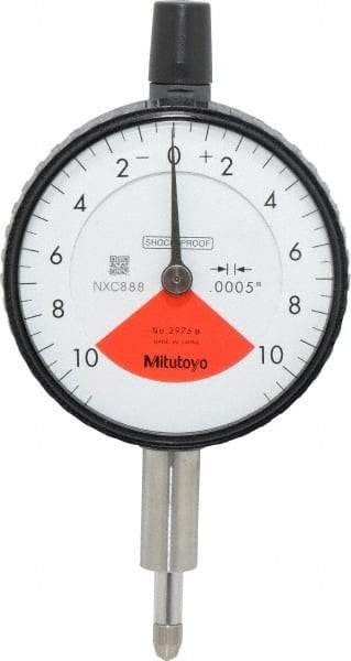 Mitutoyo - 0.02" Range, 10-0-10 Dial Reading, 0.0005" Graduation Dial Drop Indicator - 2-3/16" Dial, 0.028" Range per Revolution, 0.0005" Accuracy - USA Tool & Supply