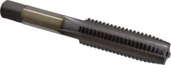 Kennametal - 1/2-13 UNC 3B 4 Flute TiCN Finish High Speed Steel Straight Flute Standard Hand Tap - Plug, Right Hand Thread, 3-3/8" OAL, 1-21/32" Thread Length, H3 Limit, Oversize - Exact Industrial Supply