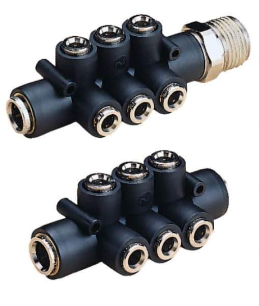 Norgren - 1/2" NPT Inlet x 1/2" NPT Outlet In-Line Flow Control Valve - 15 to 145 psi, Needle Valve & Aluminum Material - USA Tool & Supply