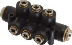 Norgren - 1/4" Inlet, 5/32" Outlet Manifold - 175°F Max, 260 Max PSI, 2 Inlet Ports, 3 Outlet Ports - USA Tool & Supply