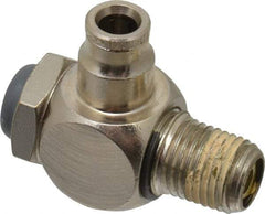 Norgren - 1/4" Tube Inlet x 1/4" NPT Outlet Tamper Resistant Flow Control Valve - 5 to 150 psi, Needle Valve & Brass Material - USA Tool & Supply