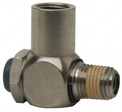 Norgren - 1/2" Female NPT x 1/2" Male NPT Tamper Resistant Flow Control Valve - 5 to 150 psi, Needle Valve & Brass Material - USA Tool & Supply