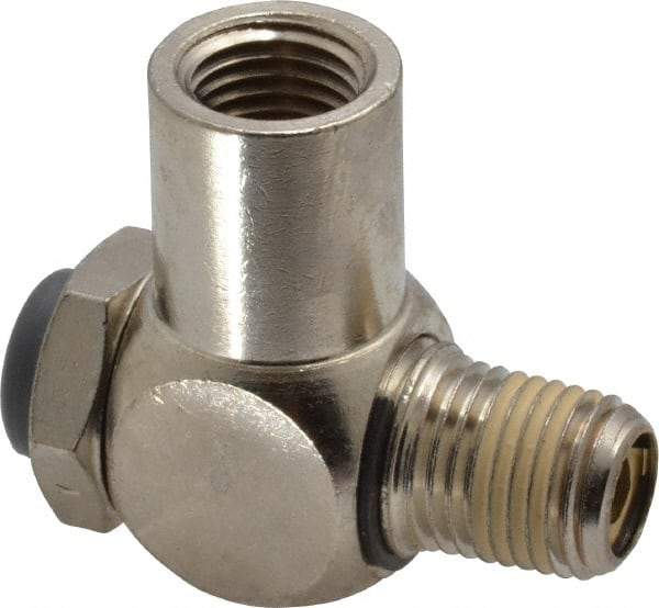 Norgren - 1/4" Female NPT x 1/4" Male NPT Tamper Resistant Flow Control Valve - 5 to 150 psi, Needle Valve & Brass Material - USA Tool & Supply