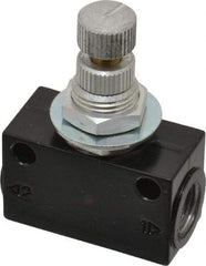 Norgren - 1/8" NPT Inlet x 1/8" NPT Outlet In-Line Flow Control Valve - 15 to 145 psi, Needle Valve & Aluminum Material - USA Tool & Supply