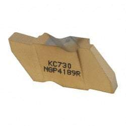 Kennametal - 4189NGP Grade KC730, 4.8mm Cutting Width Carbide Grooving Insert - 6.35mm Max Depth of Cut, Right Hand, 0.57mm Corner Radius, TiN Finish - USA Tool & Supply