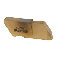 Kennametal - 4125NRD Grade KC730, 6.35mm Cutting Width Carbide Grooving Insert - 12.7mm Max Depth of Cut, Right Hand, 3.18mm Corner Radius, TiN Finish - USA Tool & Supply