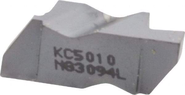 Kennametal - 3094NG Grade KC5010, 2.39mm Cutting Width Carbide Grooving Insert - 3.81mm Max Depth of Cut, Left Hand, 0.19mm Corner Radius, TiAlN Finish - USA Tool & Supply