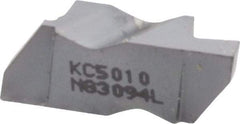 Kennametal - 3094NG Grade KC5010, 2.39mm Cutting Width Carbide Grooving Insert - 3.81mm Max Depth of Cut, Left Hand, 0.19mm Corner Radius, TiAlN Finish - USA Tool & Supply