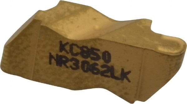 Kennametal - 3062NR K Grade KC850, 3.18mm Cutting Width Carbide Grooving Insert - 3.81mm Max Depth of Cut, Left Hand, 1.59mm Corner Radius, TiC/TiCN/TiN Finish - USA Tool & Supply