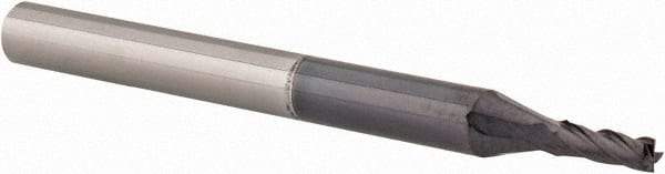 Accupro - 1/16", 3/16" LOC, 1/8" Shank Diam, 1-1/2" OAL, 4 Flute, Solid Carbide Square End Mill - Single End, AlTiN Finish, Spiral Flute, 30° Helix, Centercutting, Right Hand Cut, Right Hand Flute - USA Tool & Supply