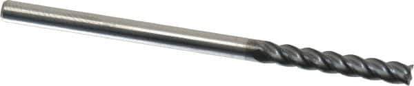 Accupro - 1/8", 3/4" LOC, 1/8" Shank Diam, 2-1/4" OAL, 4 Flute, Solid Carbide Square End Mill - Single End, AlTiN Finish, Spiral Flute, 40° Helix, Centercutting, Right Hand Cut, Right Hand Flute - USA Tool & Supply